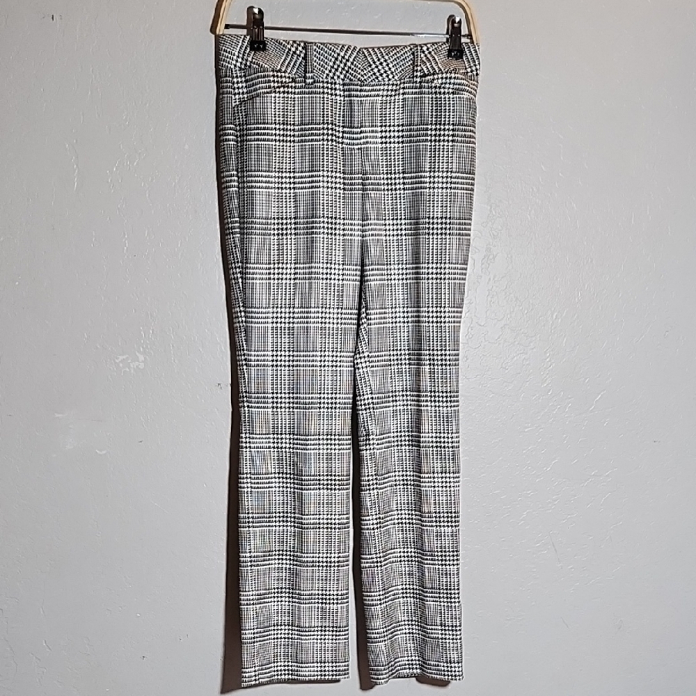 Plaid Check EXPRESS Editor Pants Trousers Black White 0S